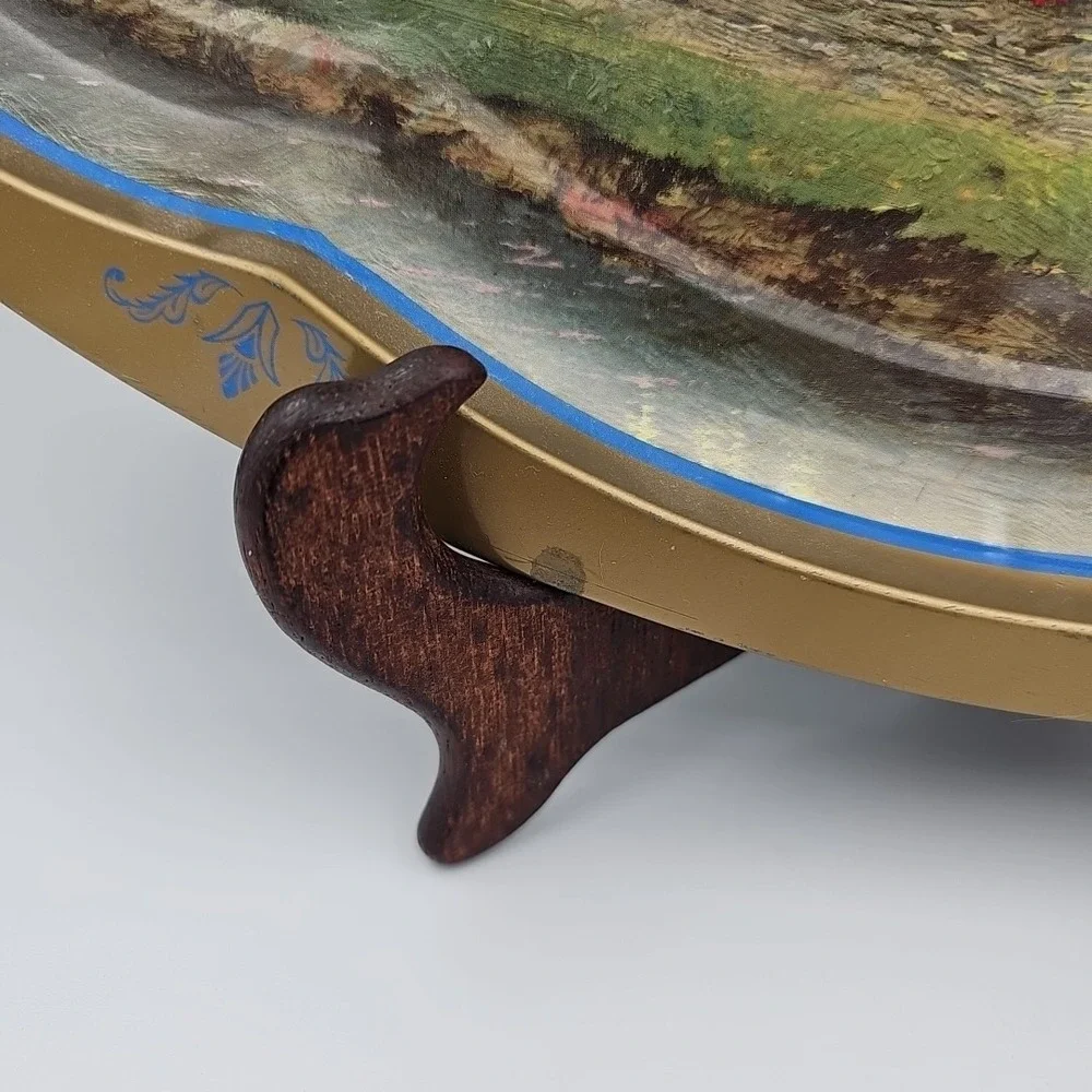 Colorful Cottage Scene Oval Metal Serving Tray 1997 Thomas‎ Kindade Giftco Inc